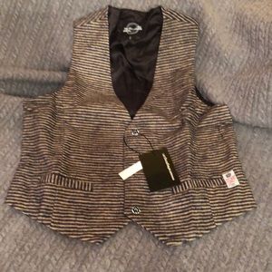 COPY - Boys Gray and Tan Striped Vest - Size 6 …